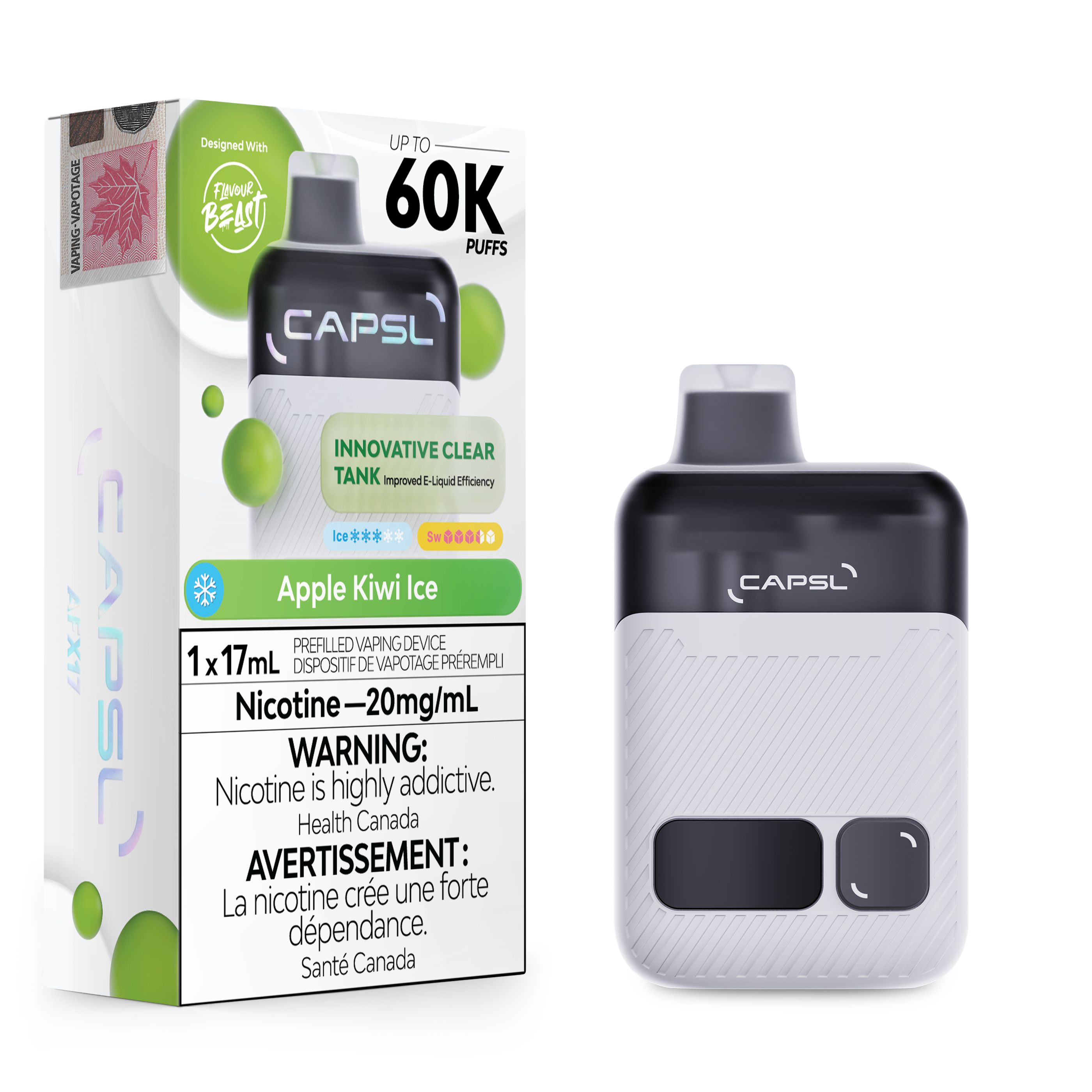 CAPSL 60K Apple Kiwi Ice Disposable Vape