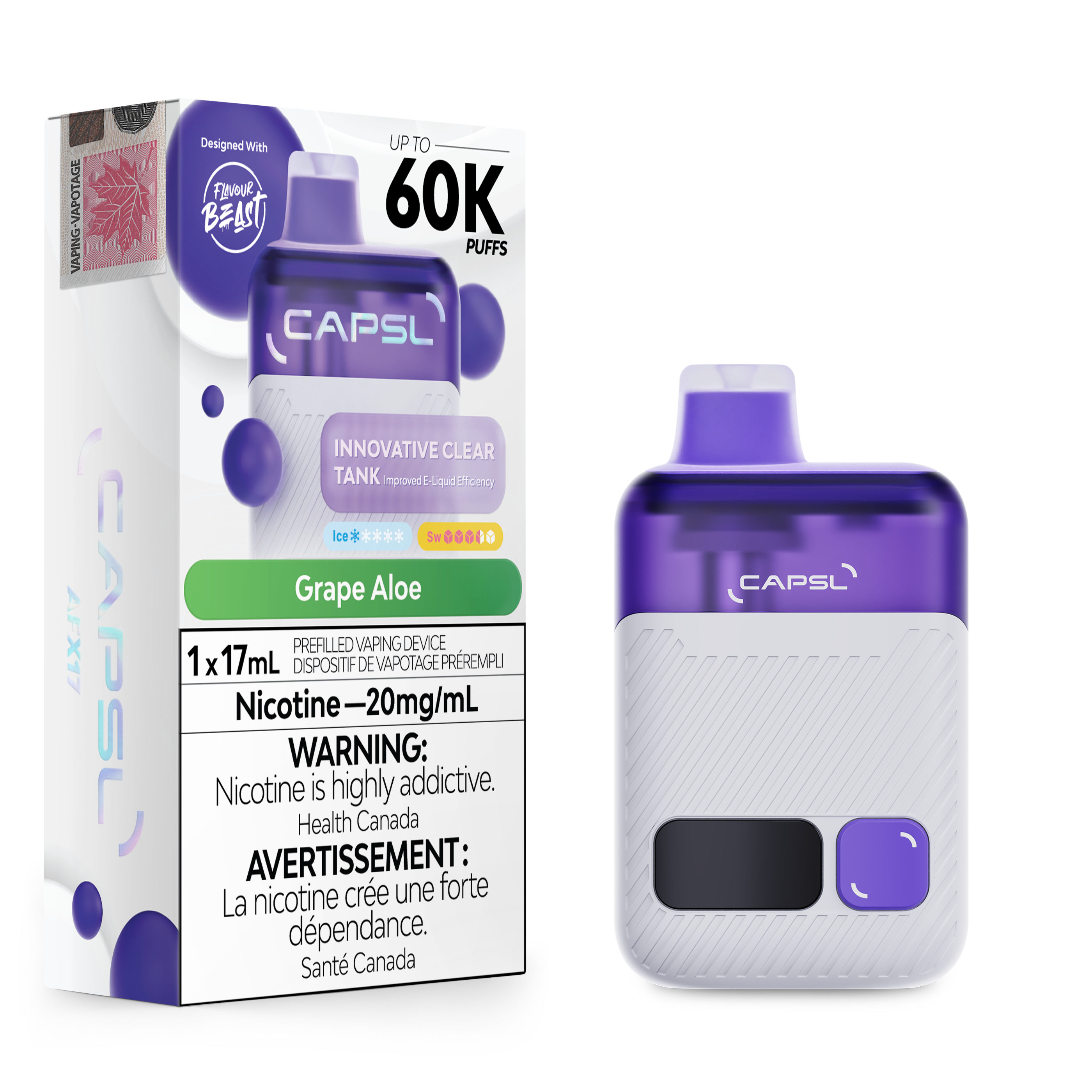 CAPSL 60K Grape Aloe Disposable Vape