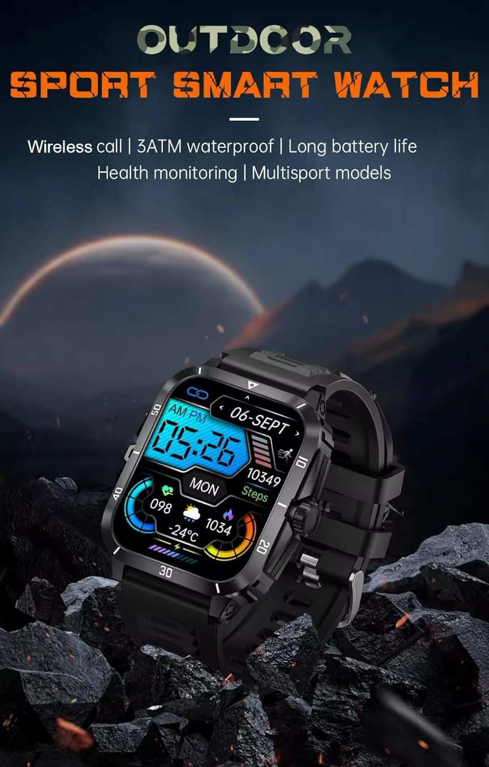 Montre connectée Sport-If, Compatible iOS et Android, Écran Couleur, Suivi d'Activité, Météo