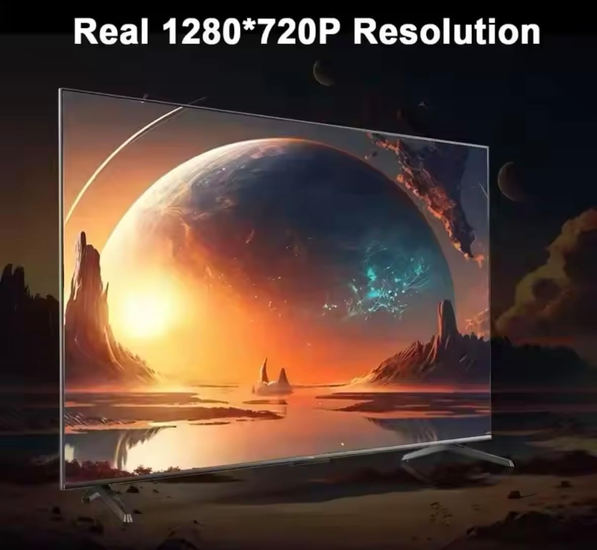 Vidéo projecteur App intégré Projecteur vidéo Android 11.0 1080P 4K, 200 ANSI Lumens, Écran jusqu'à 130", Décodage Vidéo 4K, Double Bande Wi-FI 5/6