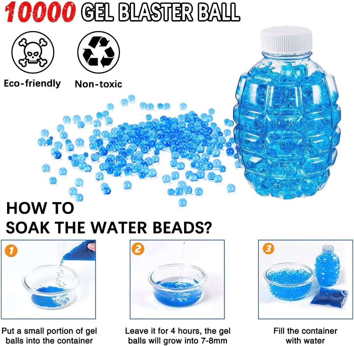 AK47 électrique à Billes en Gel Pistolet ak47 Billes de Gel Tire en rafal Pack avec Lunette de Protection et 45000 Billes de Gel