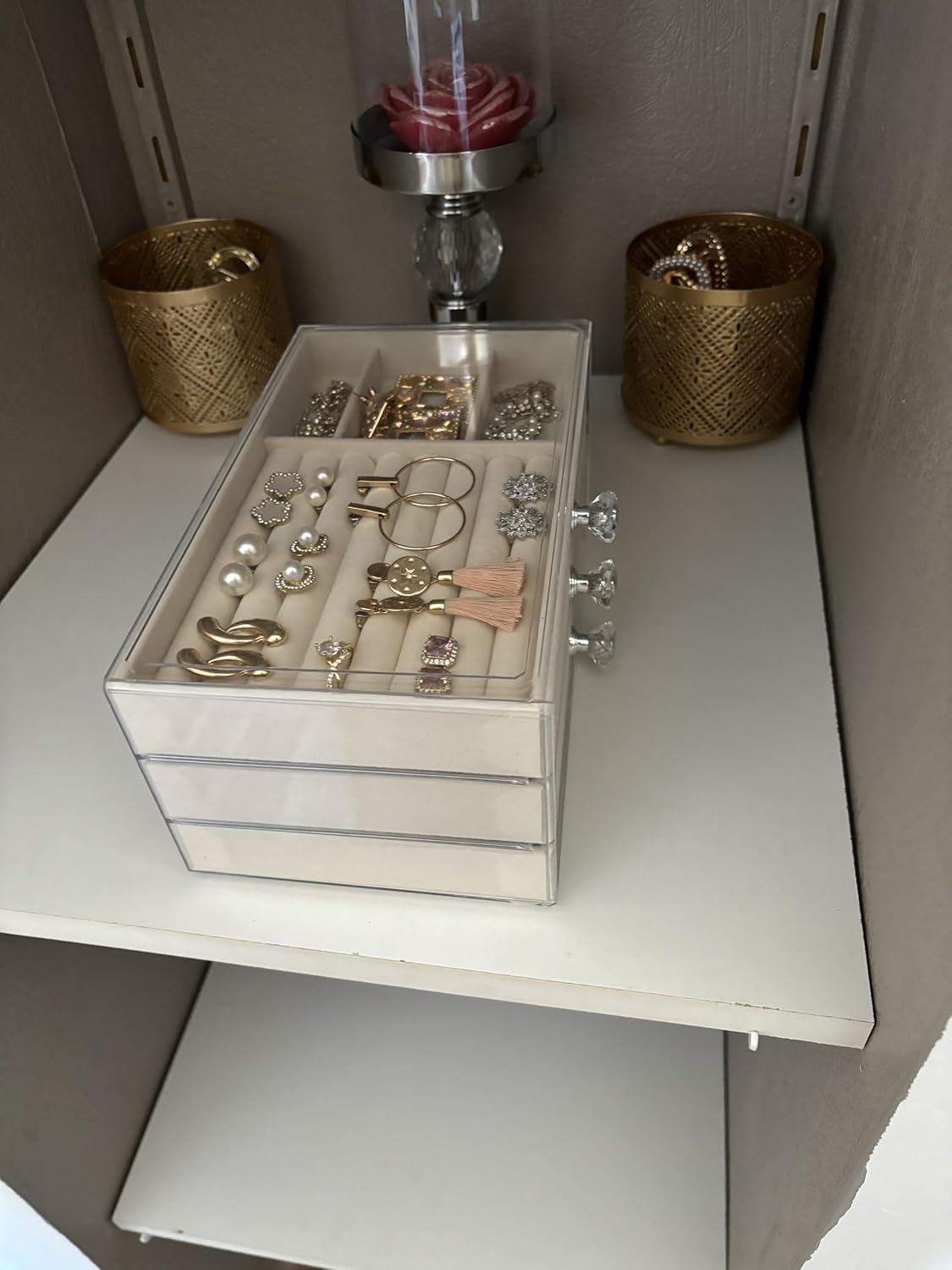 Boîte à bijoux rangement pour bijoux boîte de rangement bijoux 3 tiroirs