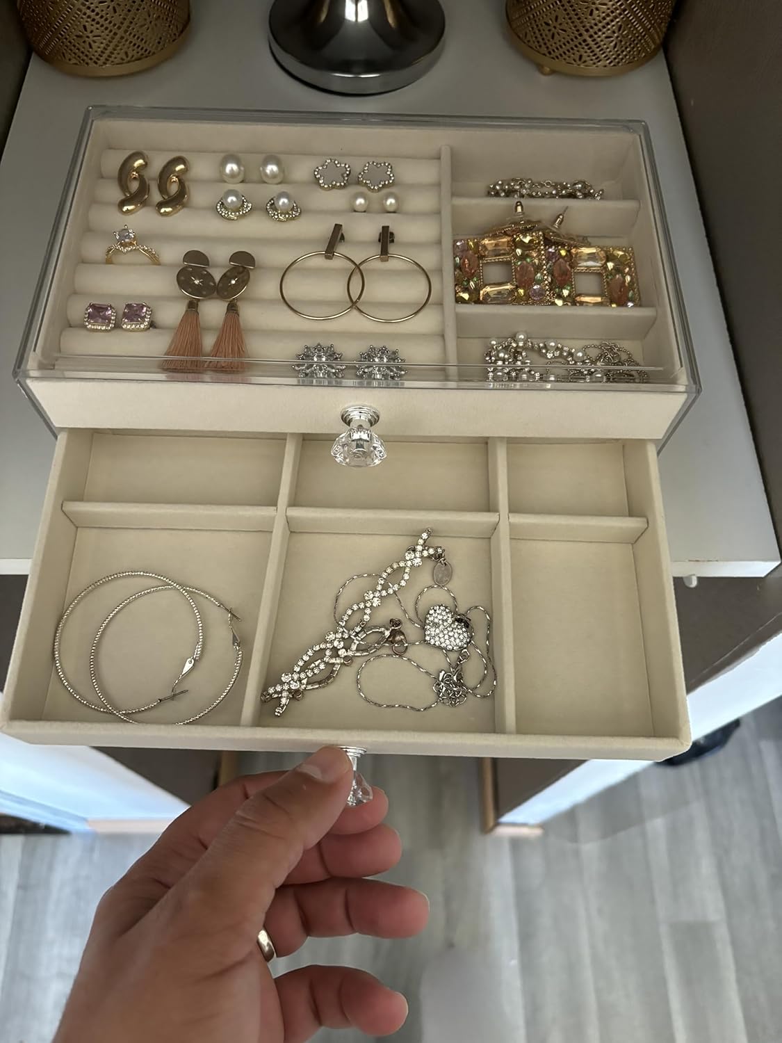 Boîte à bijoux rangement pour bijoux boîte de rangement bijoux 3 tiroirs