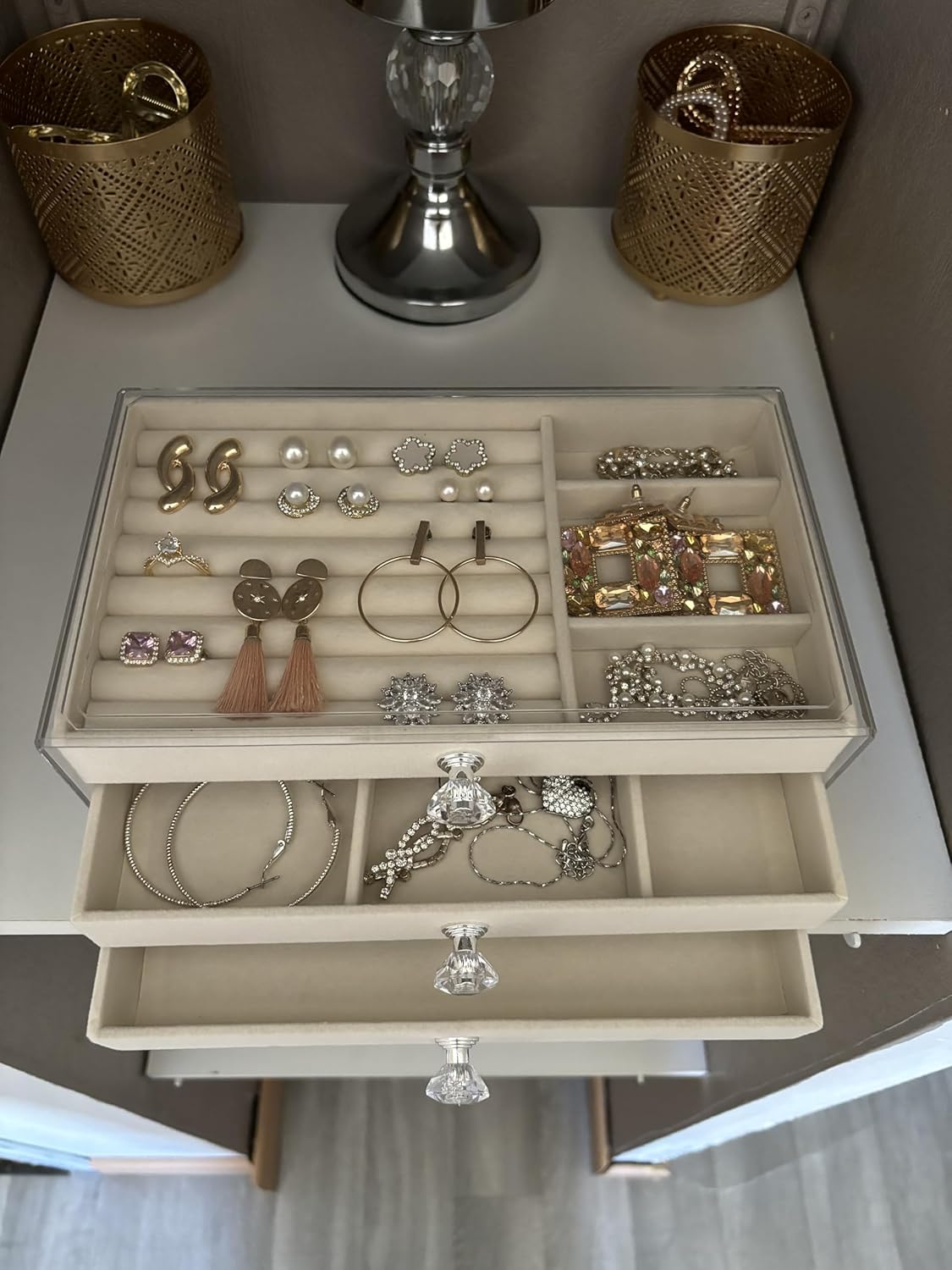 Boîte à bijoux rangement pour bijoux boîte de rangement bijoux 3 tiroirs
