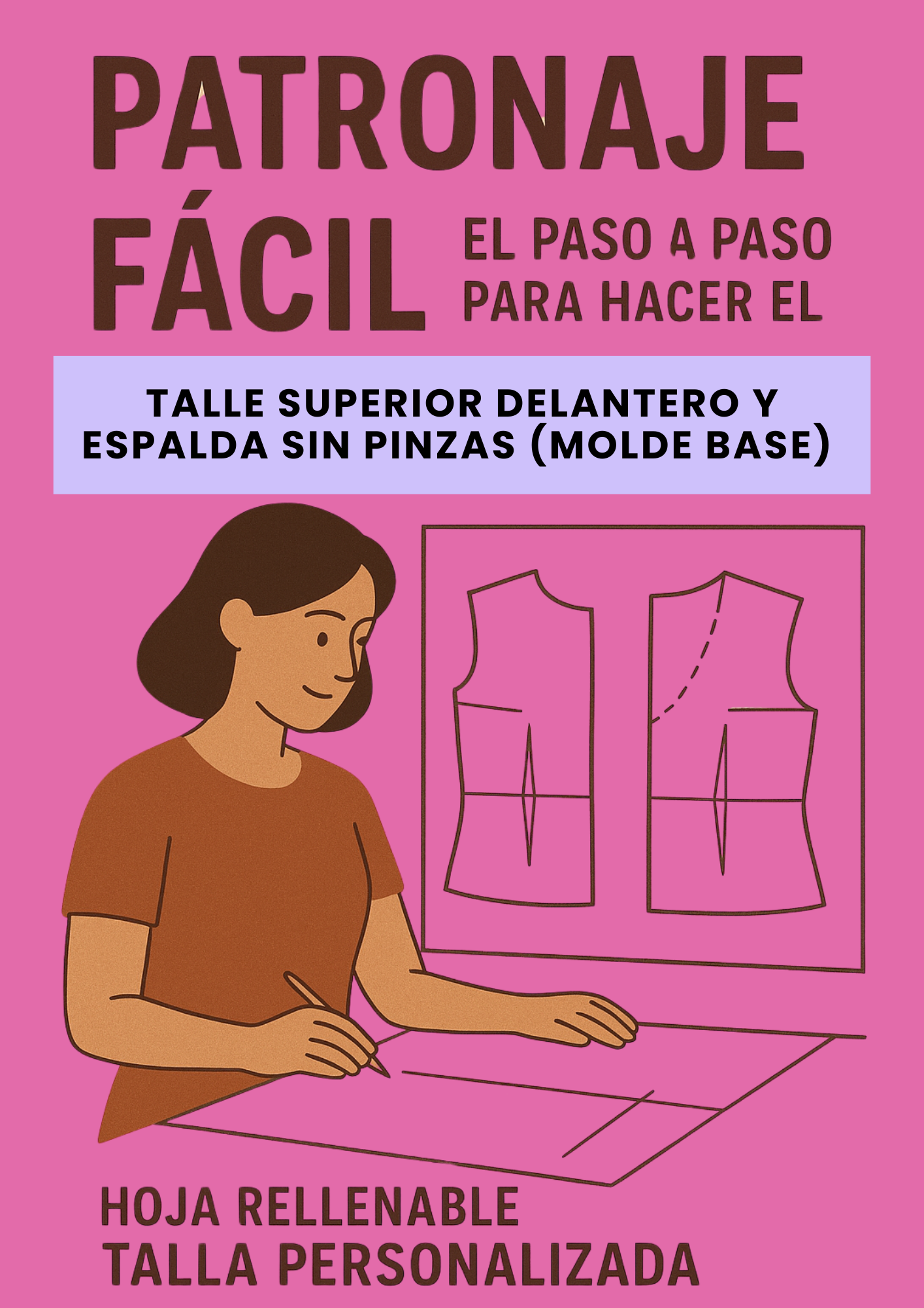 Talle superior delantero y espalda sin pinzas  (Molde base)