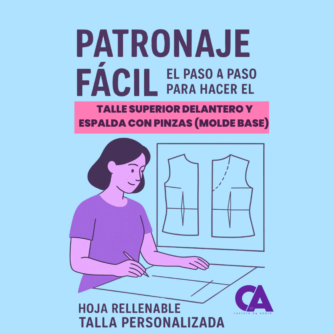 Talle superior delantero y espalda con pinzas para mujer (Molde Base)