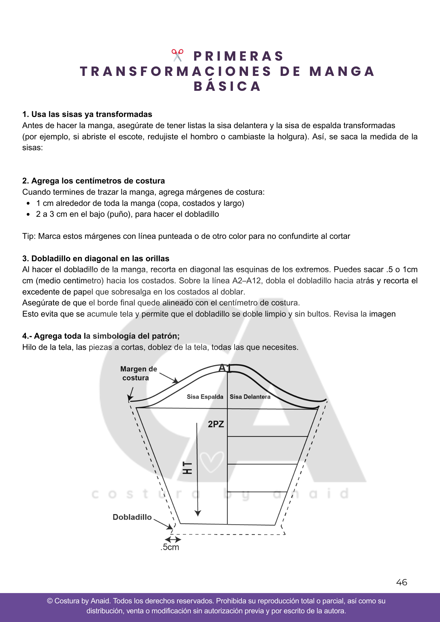 Manga (Molde base) : Patronaje fácil