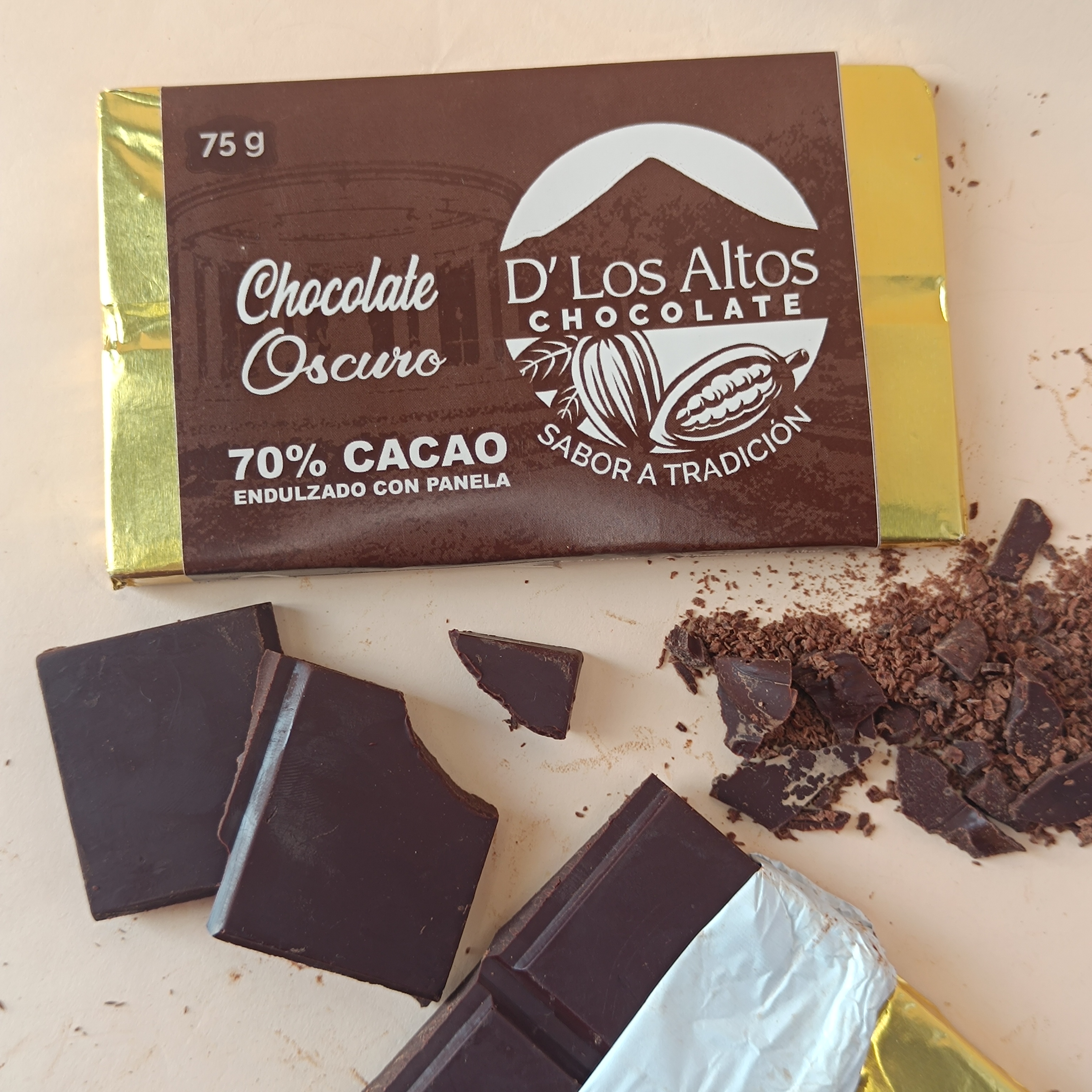 Barra de chocolate oscuro 70% cacao