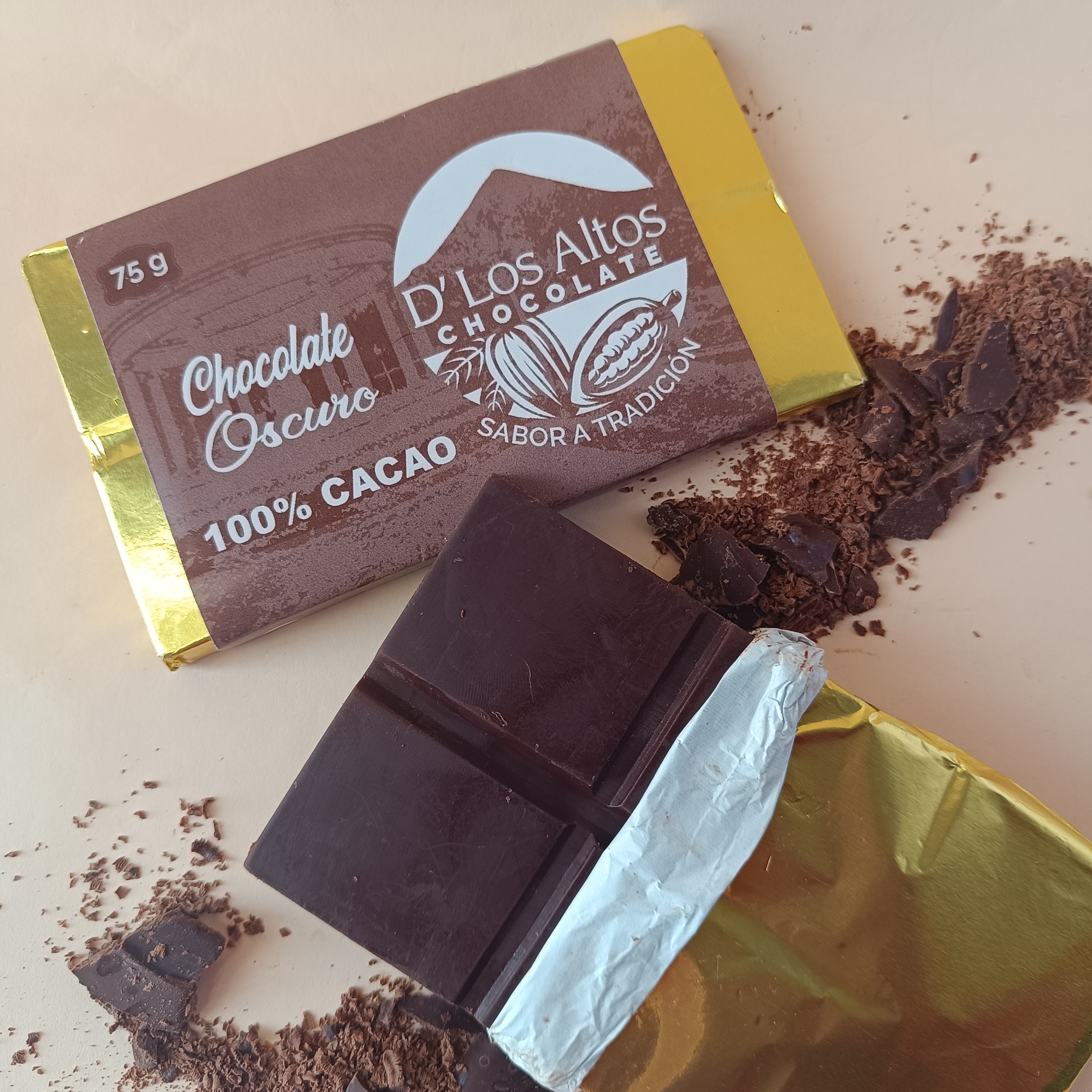 Barra de chocolate oscuro 100% cacao