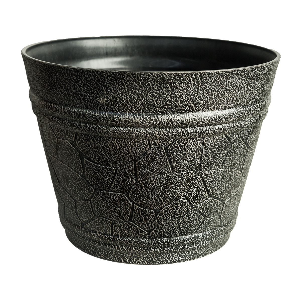 Textured Black Flower Pot