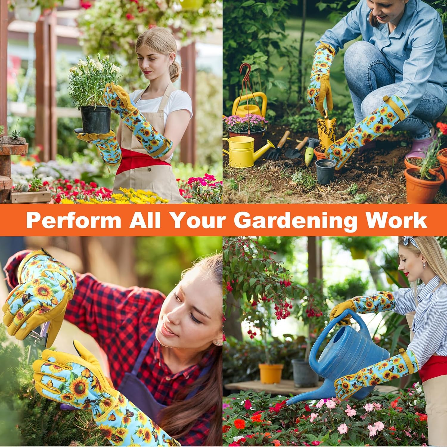 Long Floral Gardening Gloves