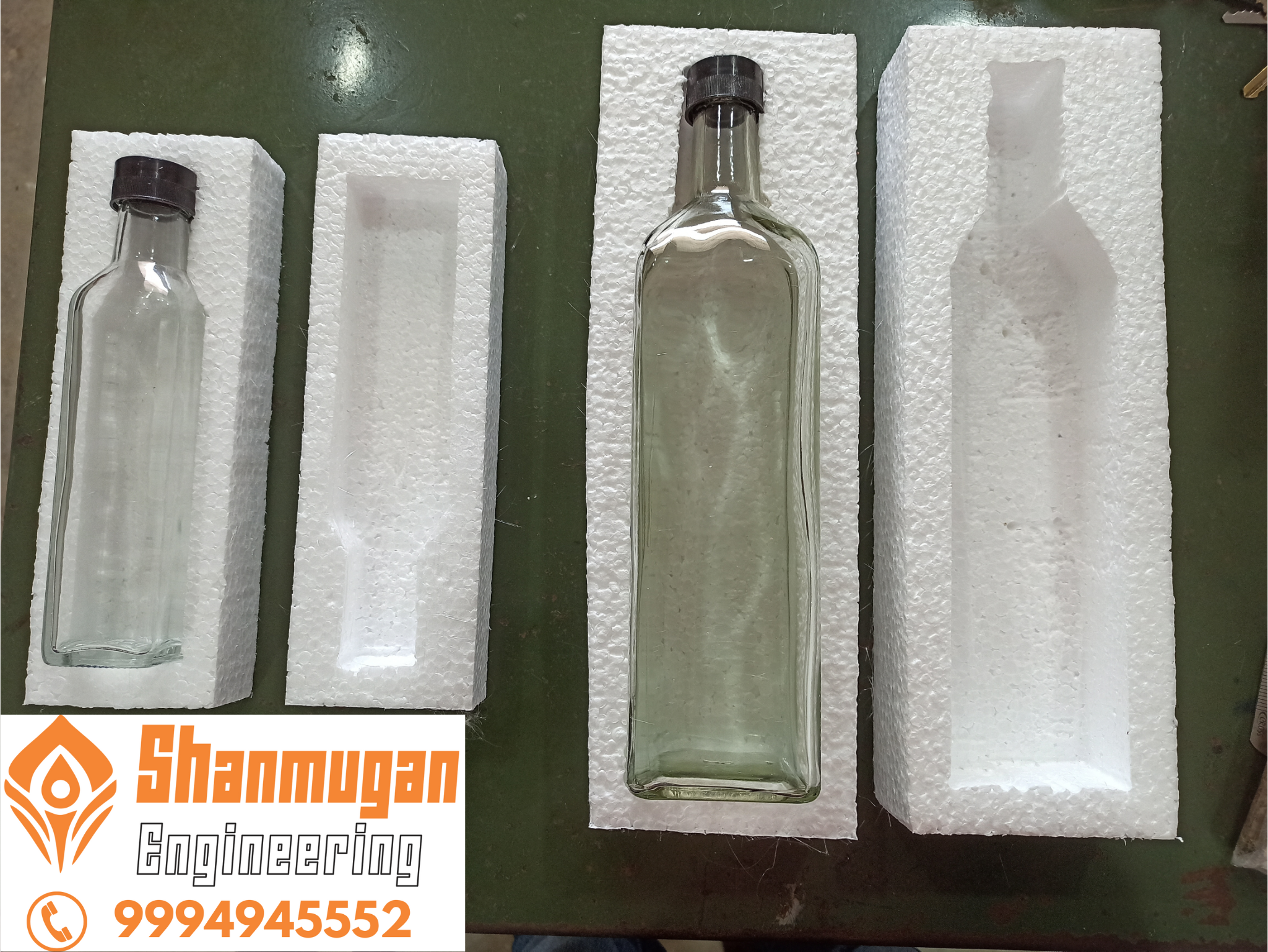 Glass Bottles with Foam Packaging