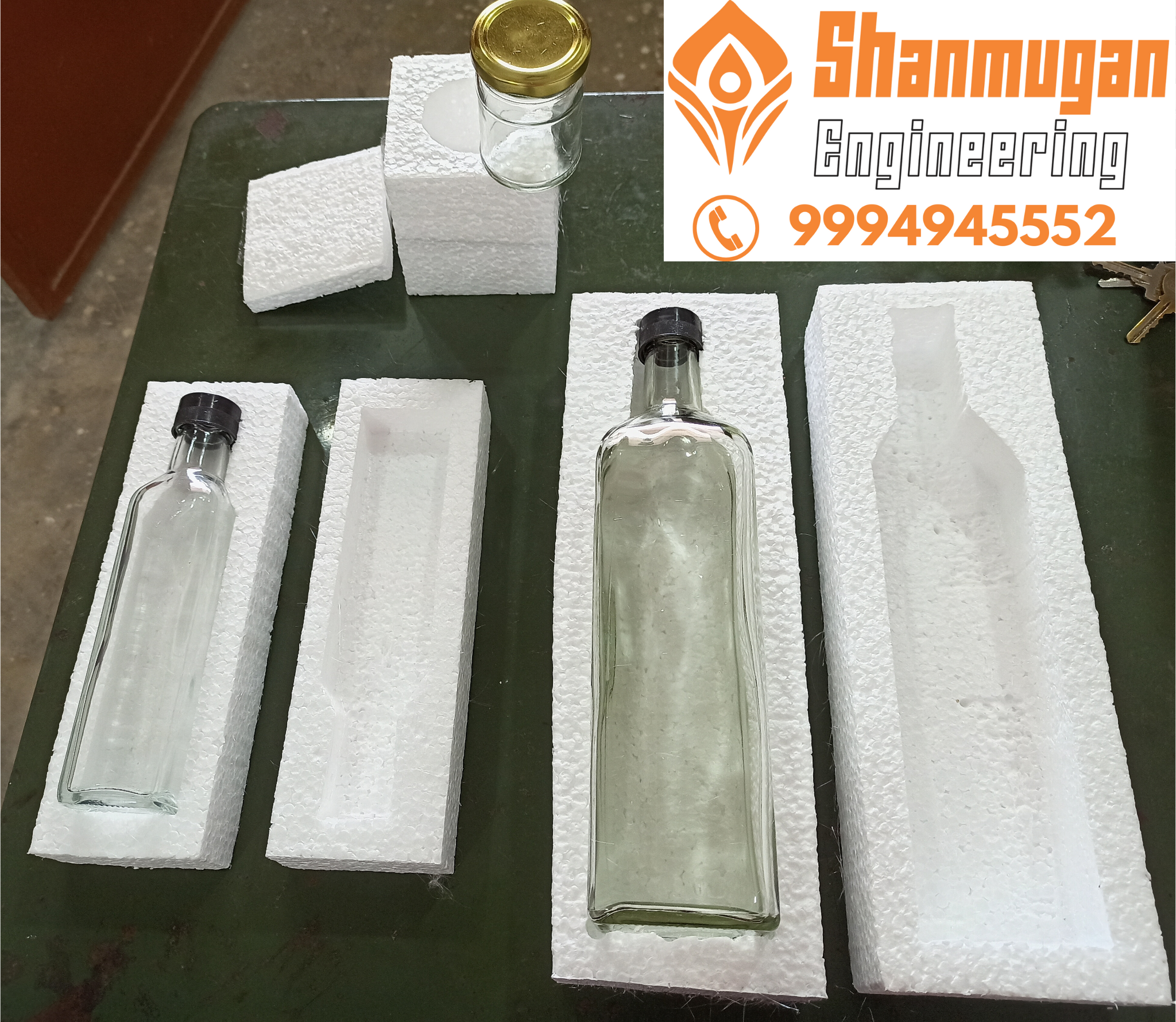 Glass Bottles with Foam Packaging