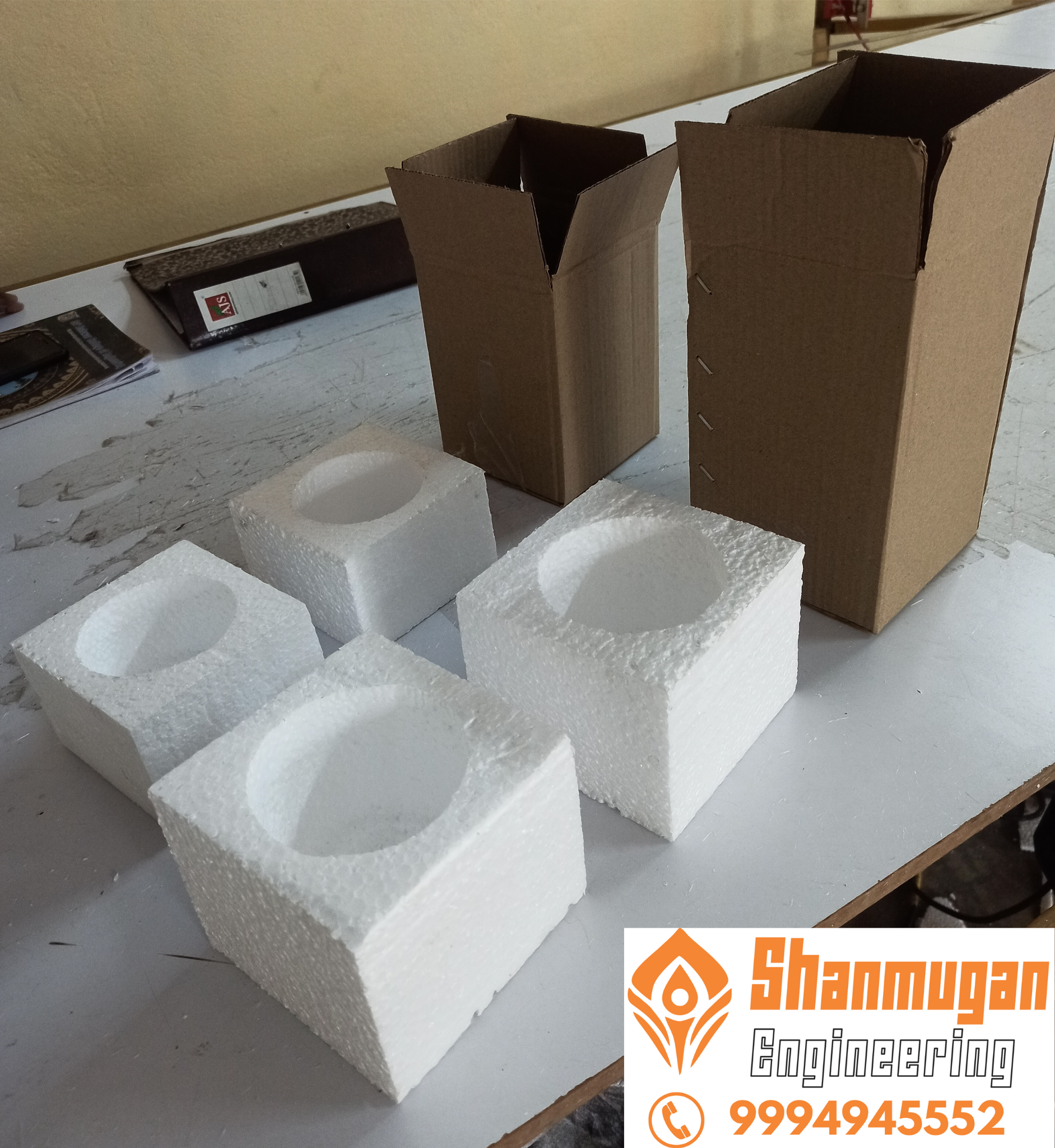 Carton Box , Bottles and Thermocol Packing Combo