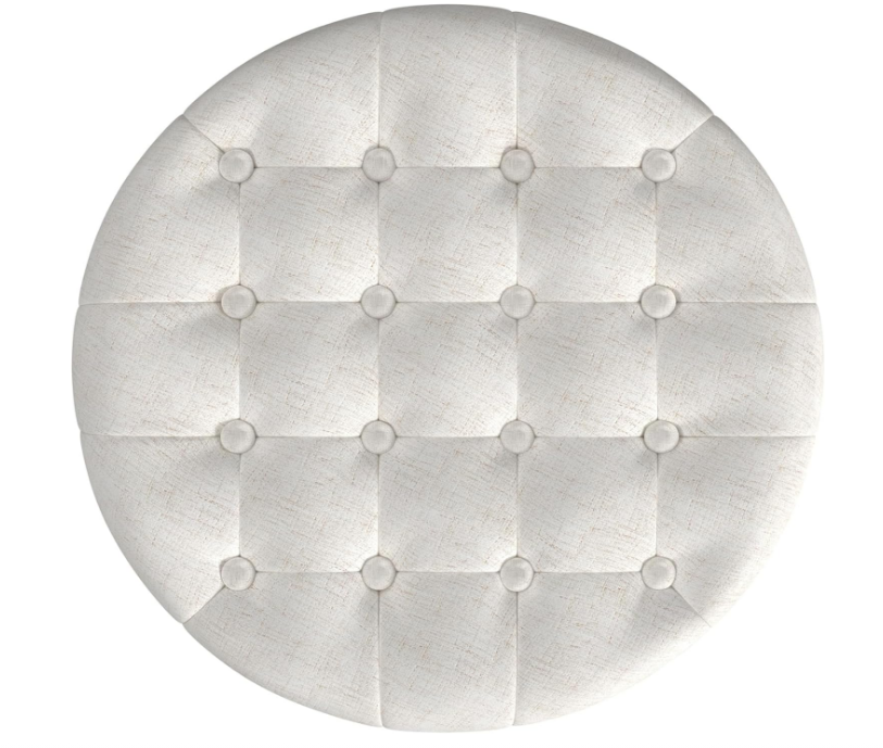 Home Decor | Upholstered Round Tufted Foot Rest Ottoman | Ottoman with Storage for Living Room & Bedroom | Decorative Home Furniture, Cream Textured Solid