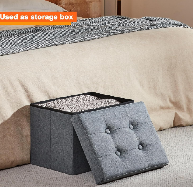 Ottoman Storage Ottoman Footrest Stool Small Ottoman with Storage Foldable Ottoman Foot Rest Footstool Bench for Living Room 17x13x13inches Grey