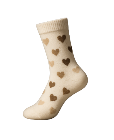 Meia Branca com corações