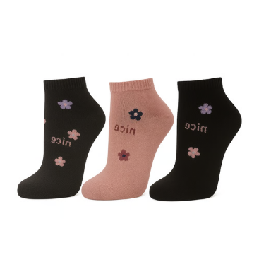 Conjunto de 3 Pares de Meias femininas estampadas