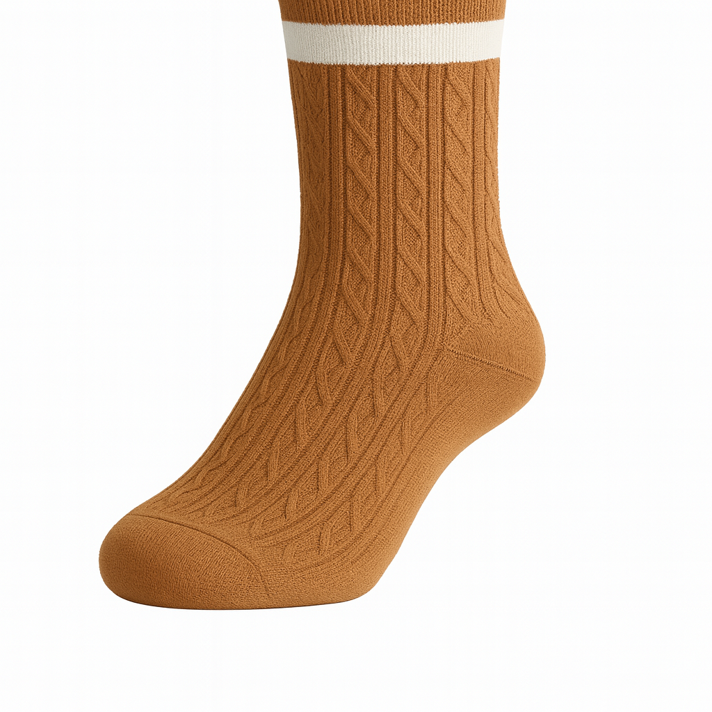 Meia castanha com detalhe branco