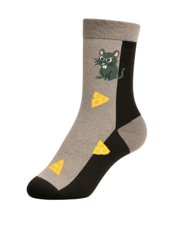 Meia Cinza divertida rato e queijo