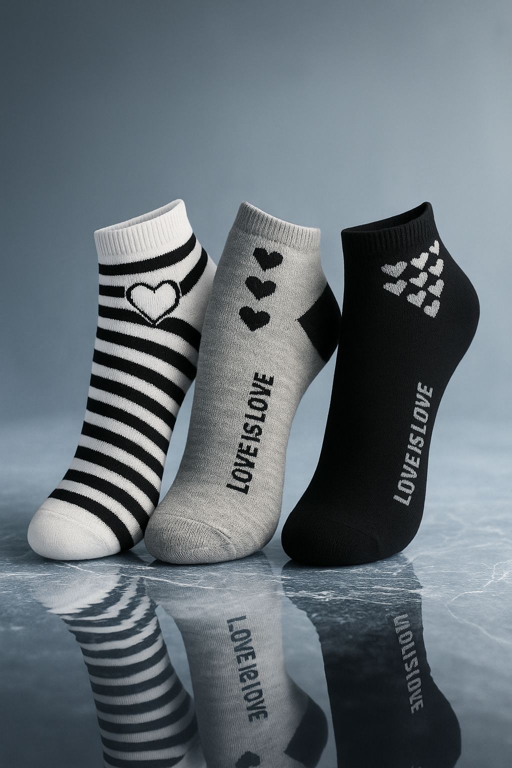 Conjunto de 3 pares de Meias divertidas de "Love is Love"