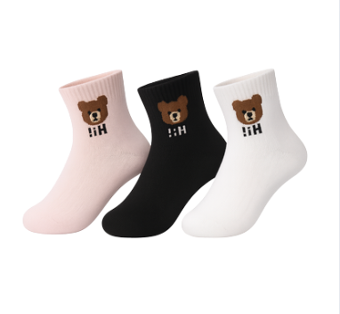 Conjunto de 3 Pares de Meias com Estampa de Urso
