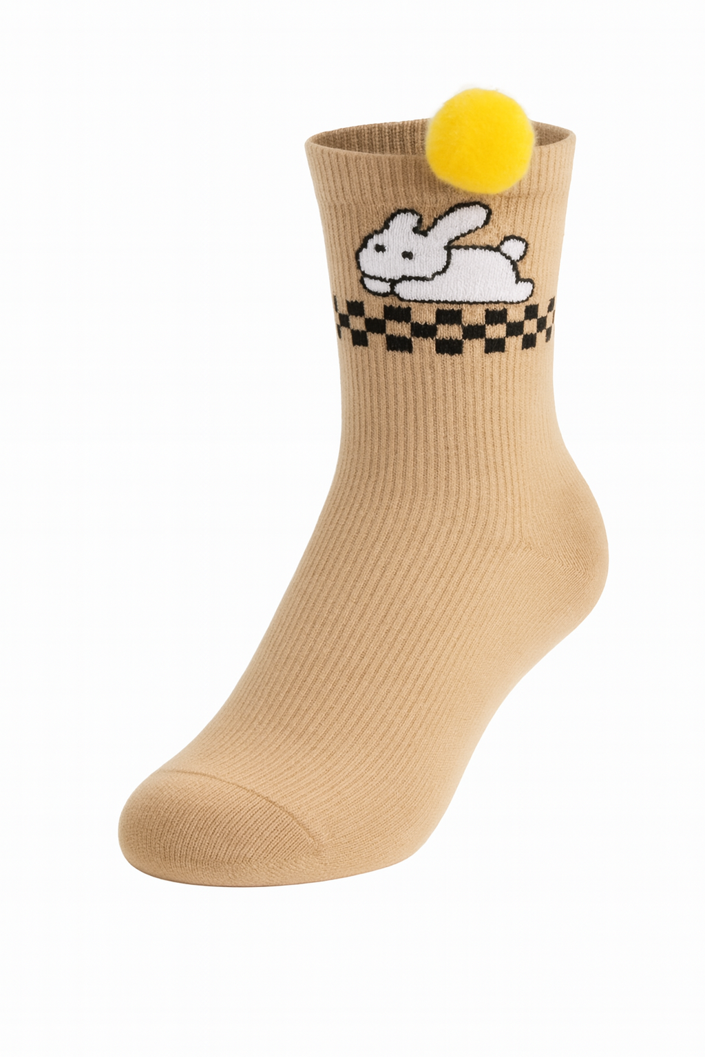 Meia castanha com Boneco e pompom