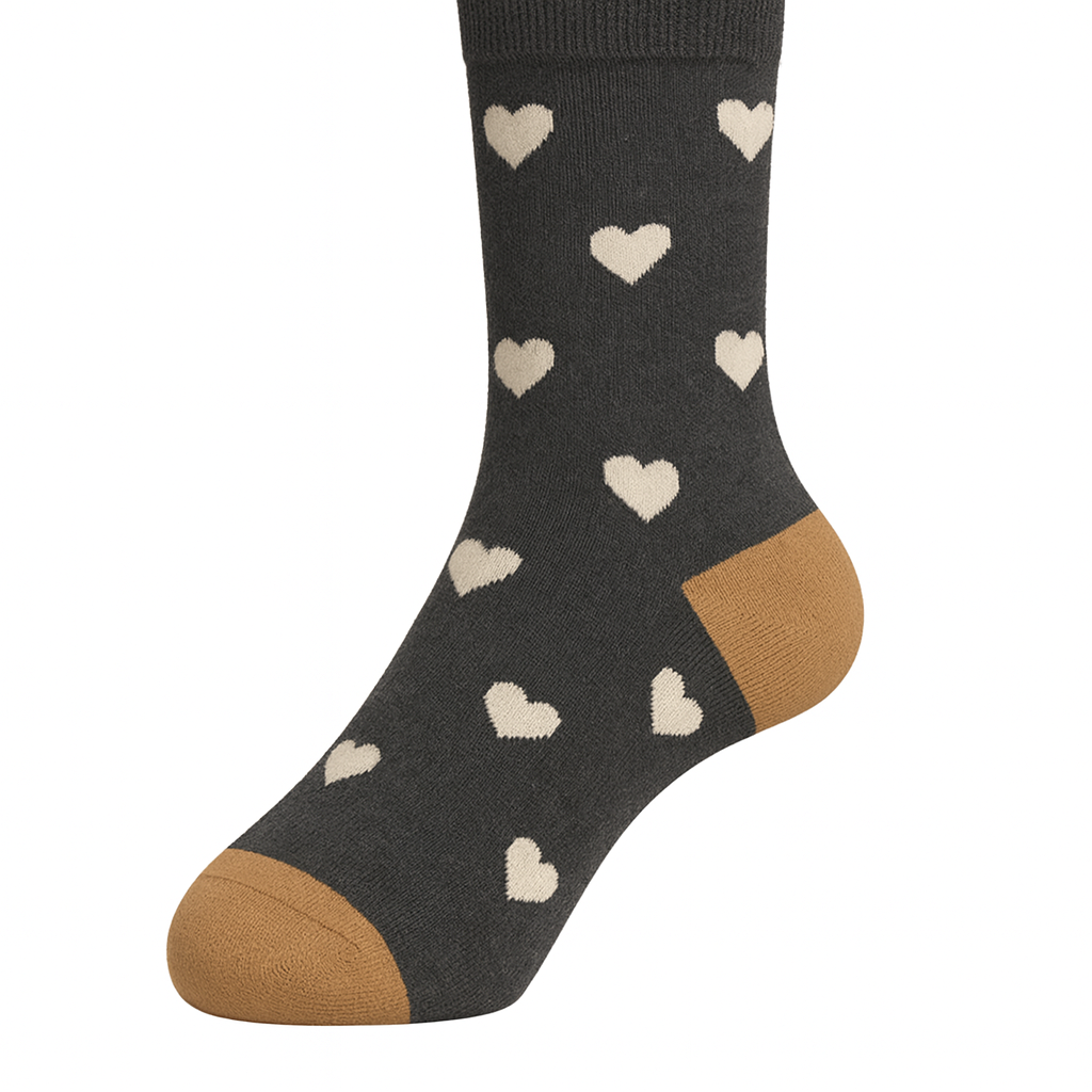 Meia Cinza com corações 