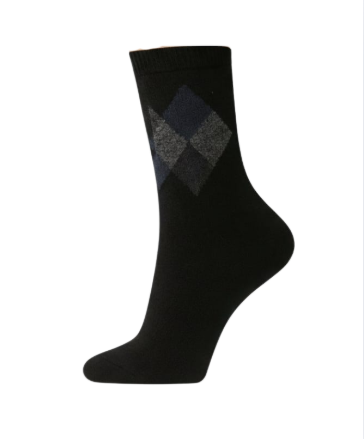 Meia de lã com padrão xadrez