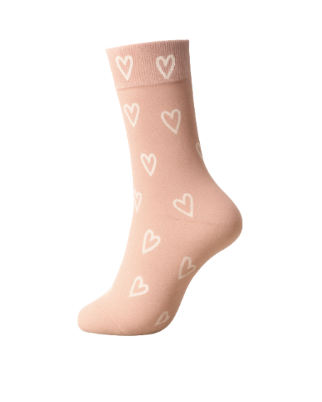 Meia rosa com corações