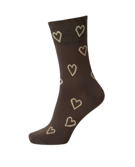 Meia castanha com corações