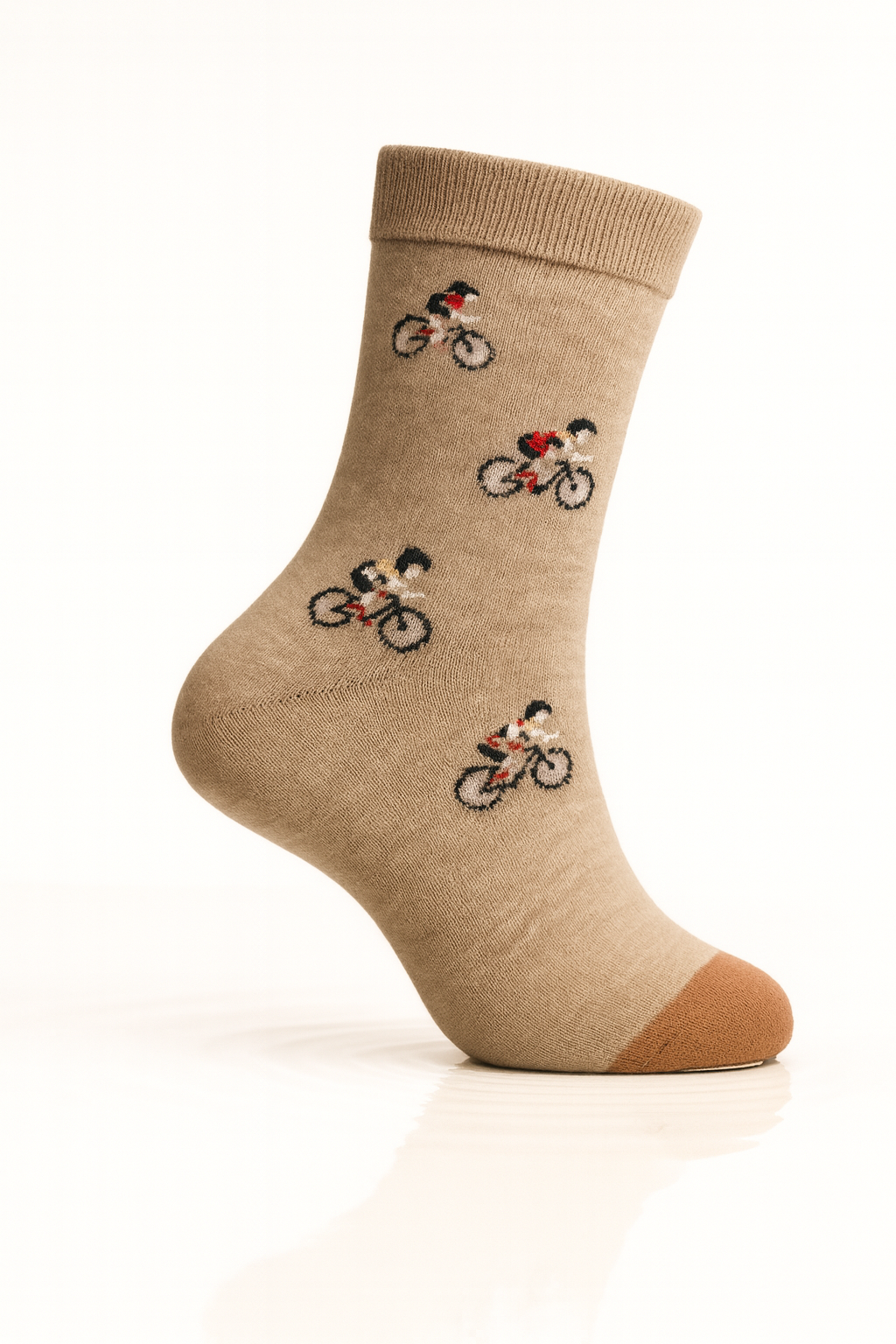 Meia bege com ciclistas