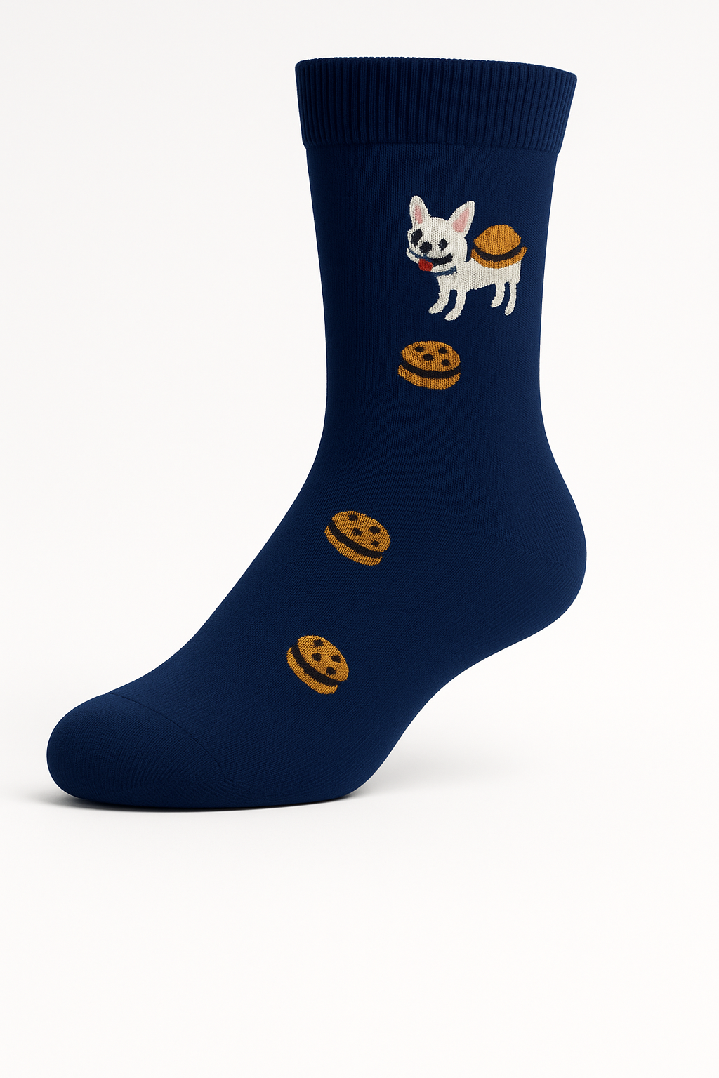 Meia Azul com Cachorro e Hambúrgeres