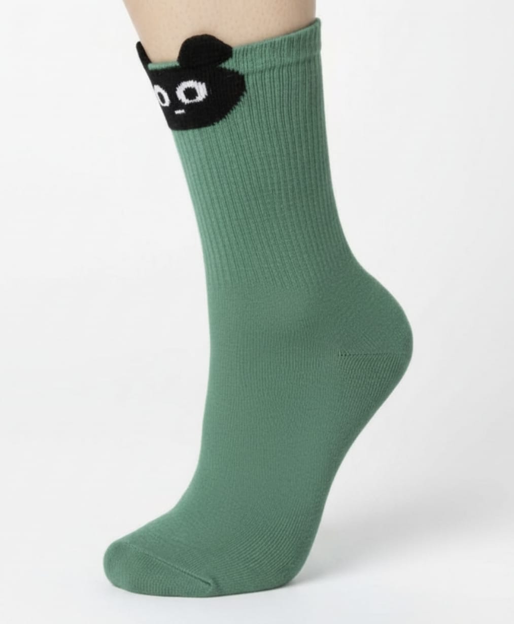 Meia verde com  Panda