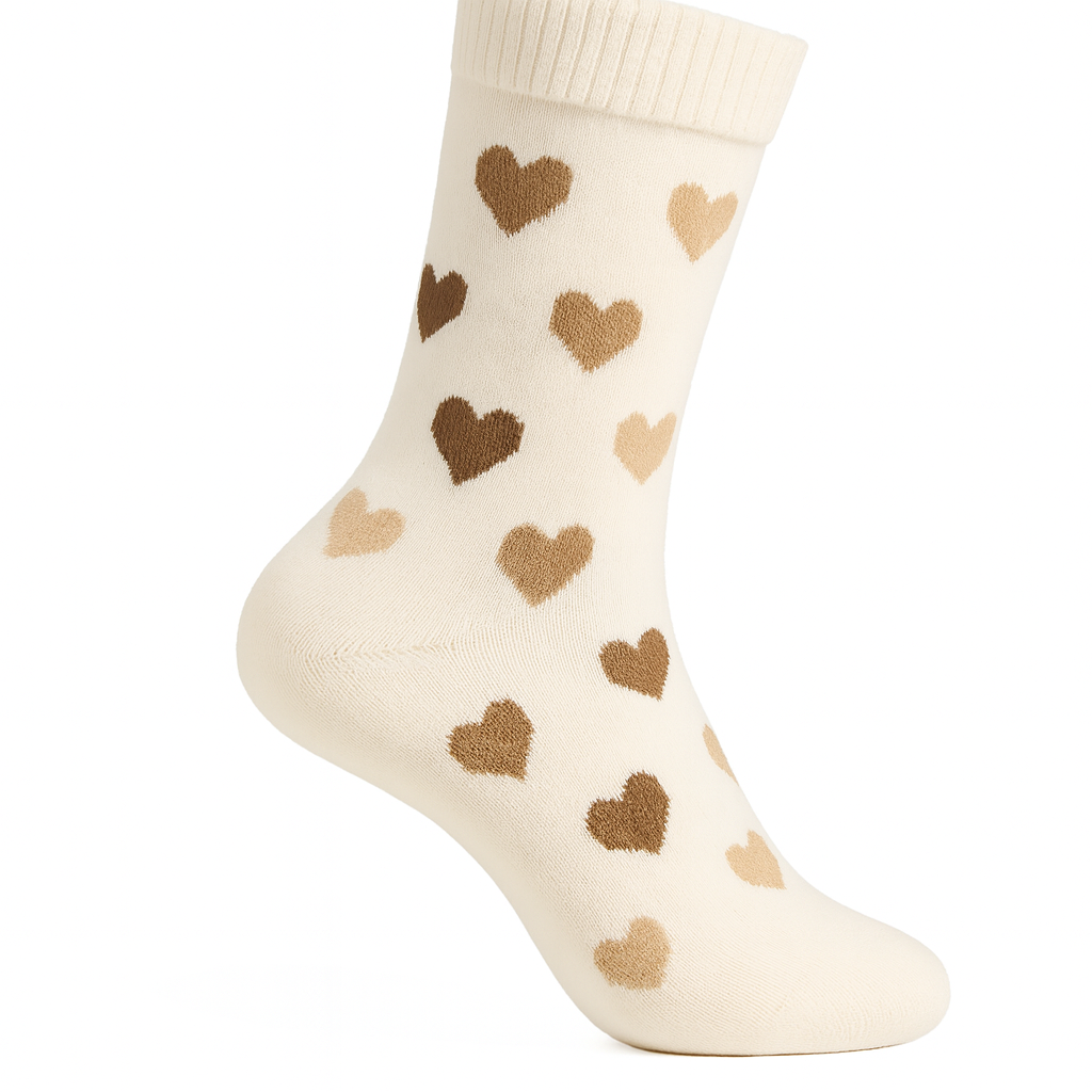 Meia Branca com corações