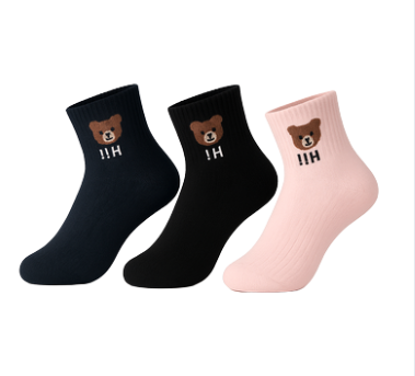 Conjunto de 3 Pares de Meias com Estampa de Urso
