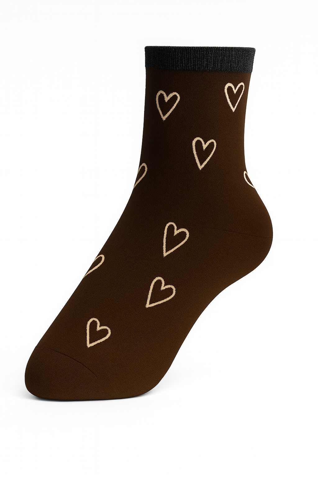 Meia castanha com corações