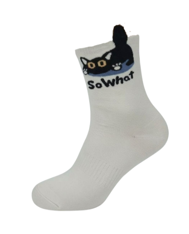 Meia branca com Gato