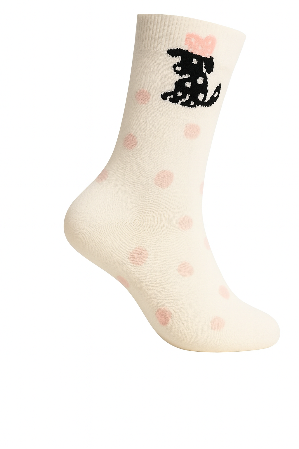 Meia branca com cachorro