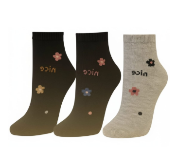 Conjunto de 3 Pares de Meias femininas estampadas