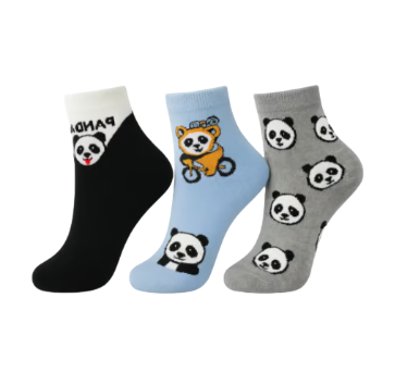 Conjunto de 3 Pares de Meias divertidas com estampas de panda