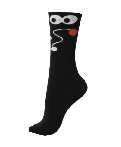 Meia divertida com olhos saltões