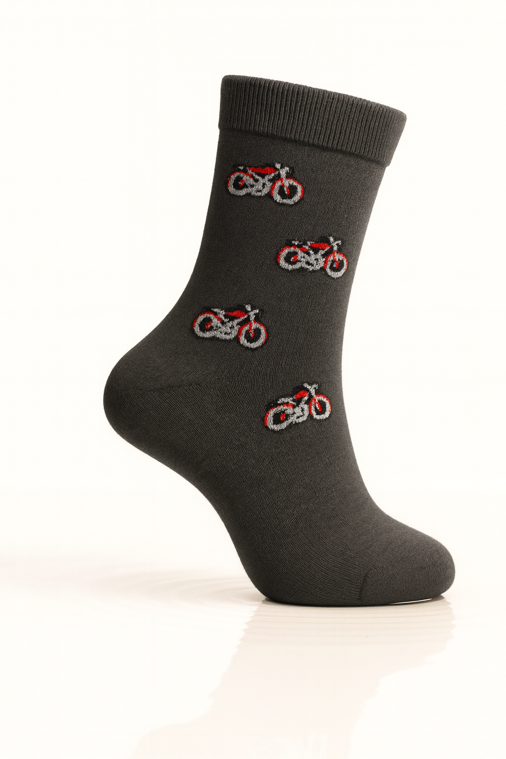 Meia preta com estampa de bicicletas