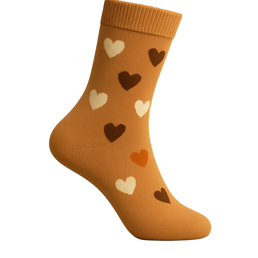 Meia castanha com corações