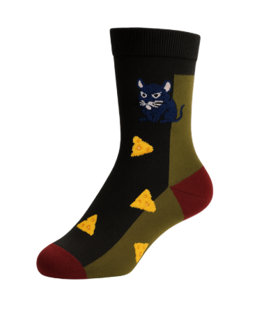 Meia Preto com Rato e Queijo