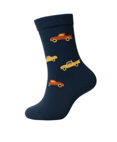 Meia azul com carros