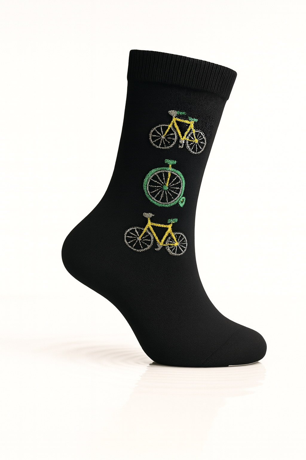 Meia preta com bicicletas