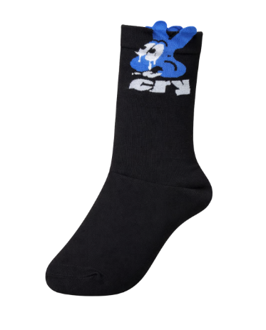 Meia preta com personagem de chorão 