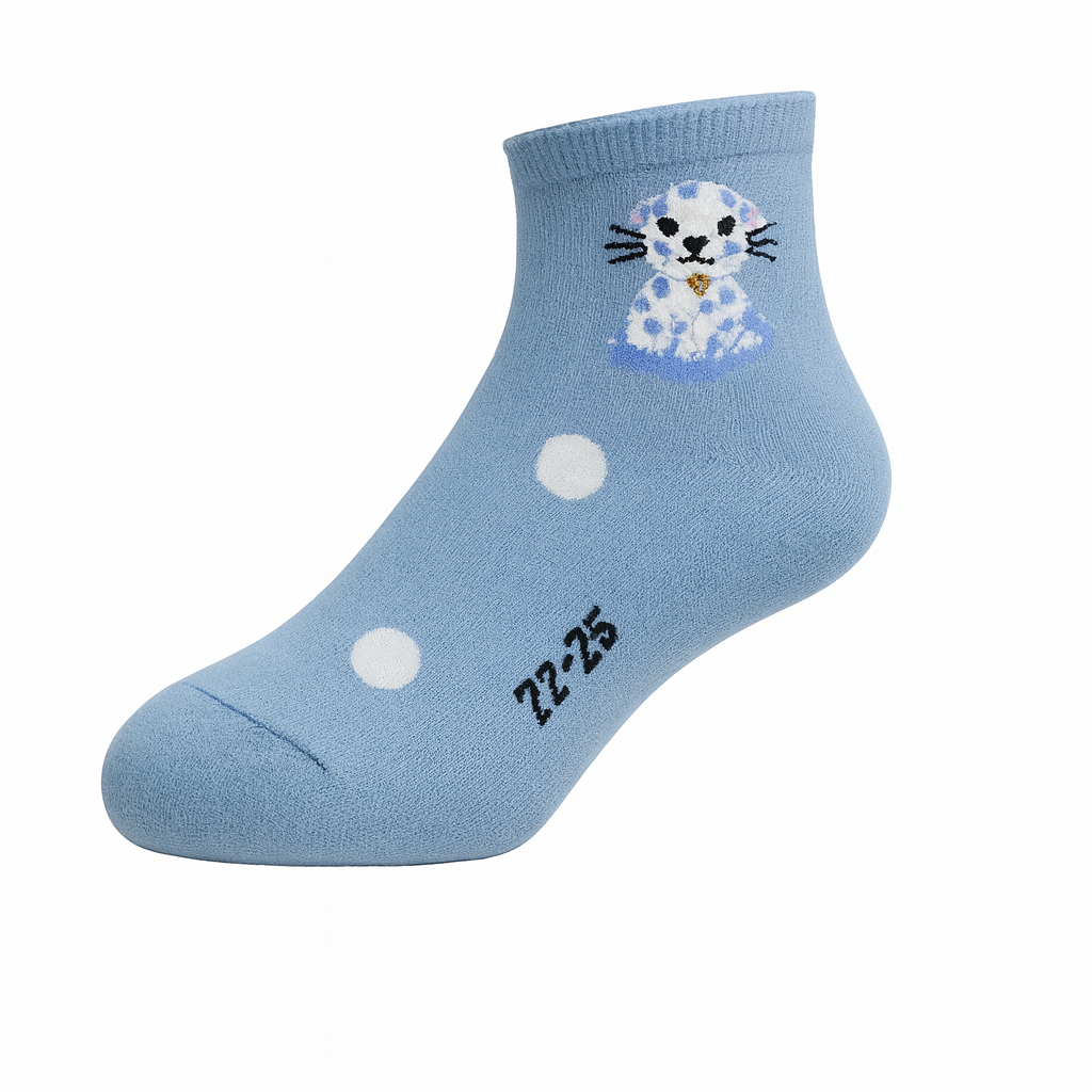 Meia infantil azul com gato