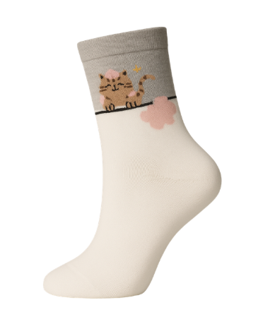 Meia com estampa de gatinho